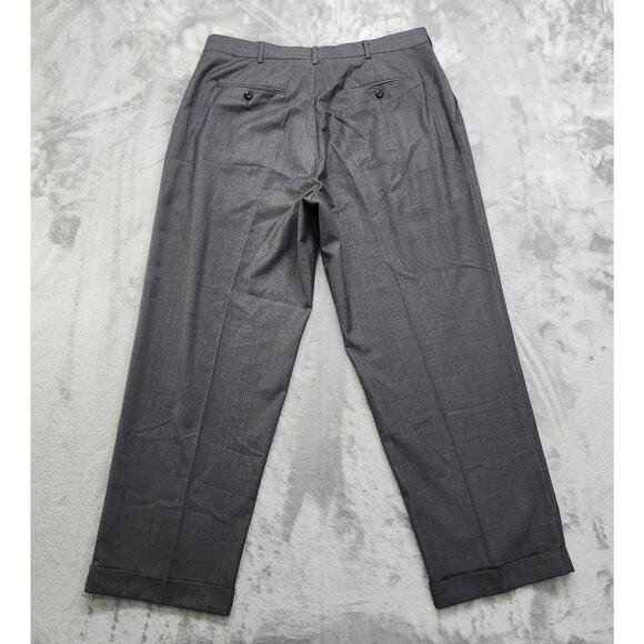 Perry Ellis Portfolio Dress Pants Mens 38/30 Gray Pleated Cuffed Polyester Rayon - Picture 2 of 11